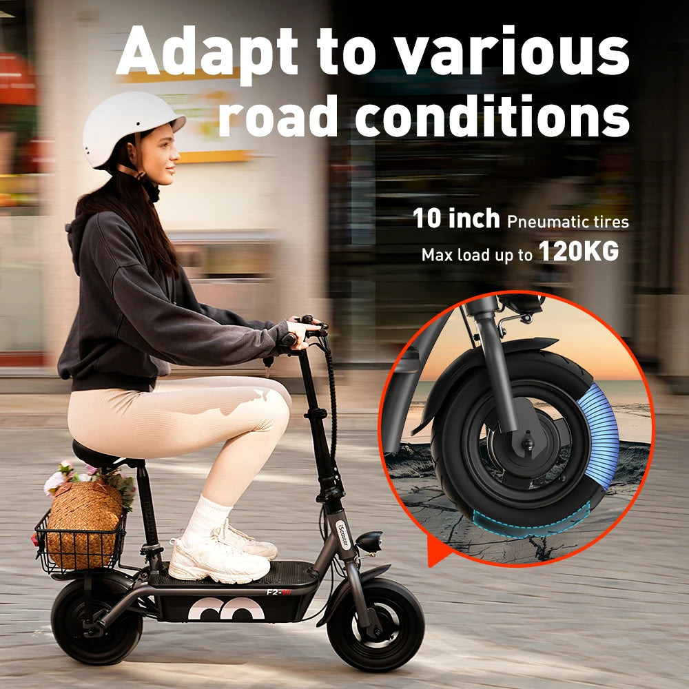 iScooter F2 Electric Scooter 500W Foldable Scooter 7.8Ah Electric Kick Scooter 30km Range 30km/h E-Scooter With Basket Daily