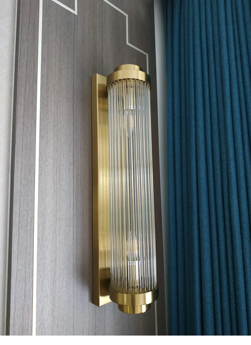 Luxury Led Wall Lamp For Living Room Brushed Gold Bedroom Scones Modern Creative Design Light Fixture Home Decor Glass Lighting