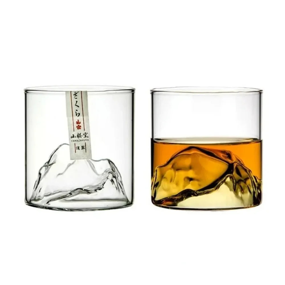 5 Oz 3D Guanshan Whiskey Glass Set Transparent Crystal Cup Suitable for Drinking Whiskey Cognac Cocktail Ice Wine Glass