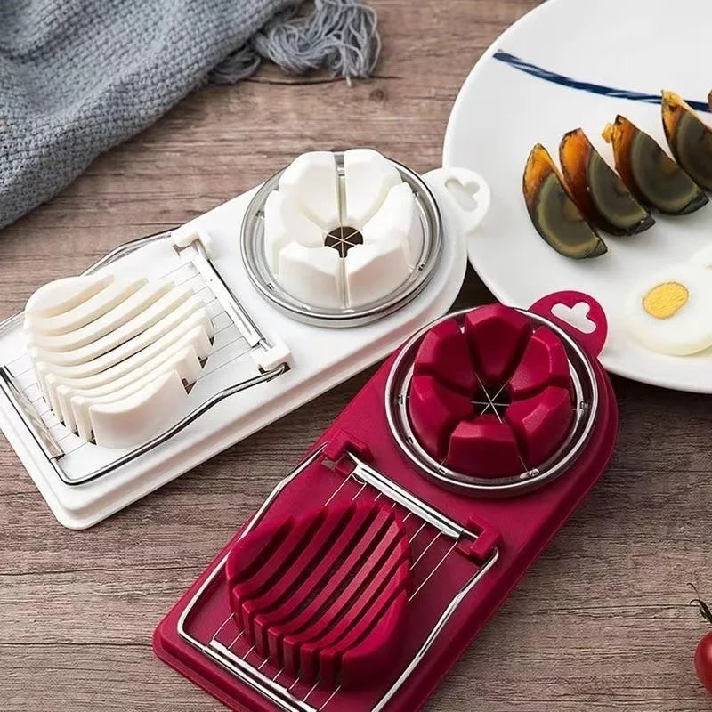 Multifunctional Egg Slicers Stainless Steel Slicer Fancy Splitter Egg Cutting Tool Home Two In One Egg Cutter Kitchen Gadgets