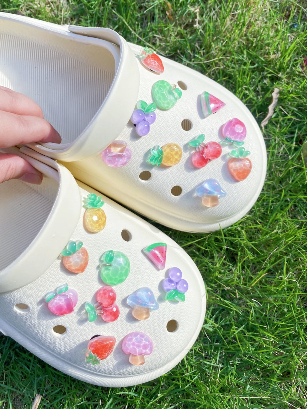 20-piece set for Clogs accessories Ice Through Fruit cartoon detachable decorative clasp