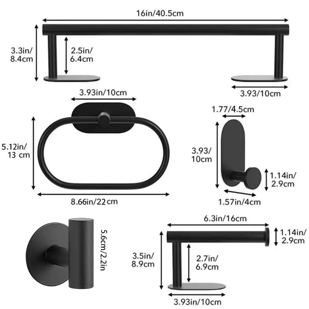 4/5Pcs Stainless Steel Bathroom Hardware Set Anticorrosion Wall Mount Bathroom Towels Rack No Punching Rustproof Towel Bar