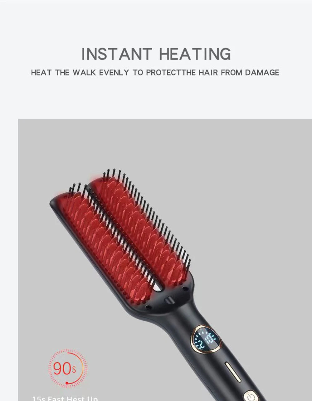 Electric  Double-tube Hot Comb Hair curler Hair Straightener Comb Negative Ion Anti-Scalding Styling Tool Straightening Brush
