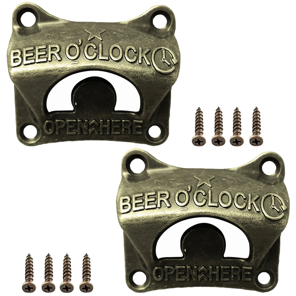 1pc Beer O' Clock Bottle Opener Wall Mounted Retro Beer Opener Tool for BBQ DIY Crafting Solid Beer Opener Tools Kitchen Gadgets