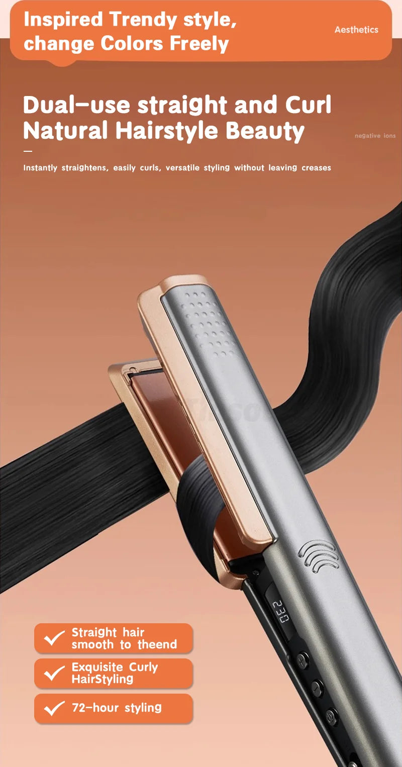 2 in 1 Hair Straightener Curling Ionizer with LCD Wide PanelProfessional Ceramic Hair Straightener with adjustable temperature