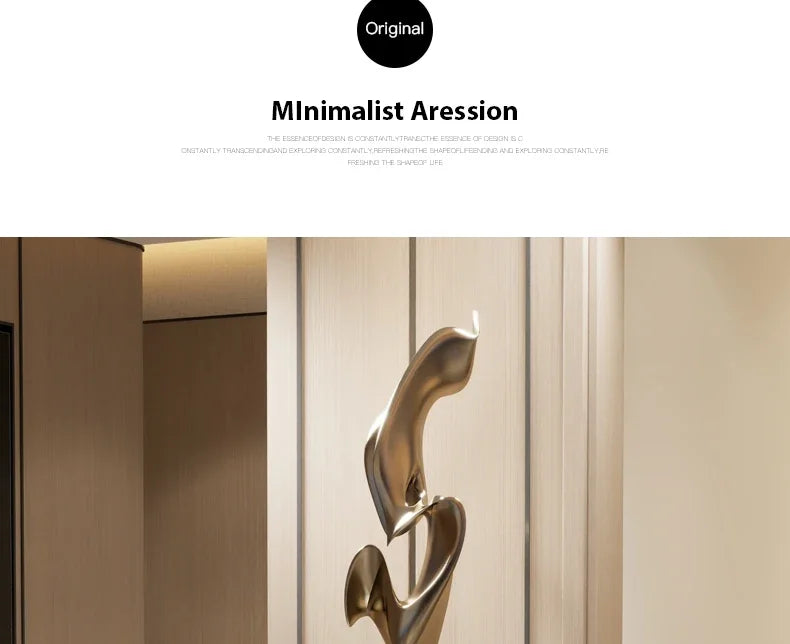 Modern Light Luxury HomeDecor Electroplated Geometric Statue Large Size Resin Crafts Living Room Entrance Decoration Accessories