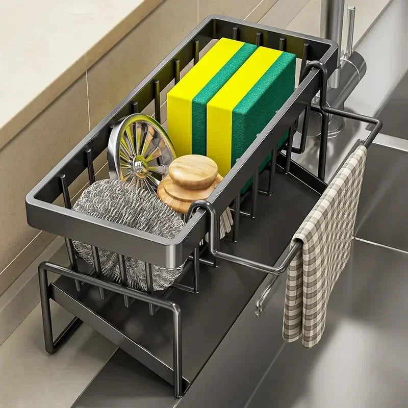 Kitchen Sink Drain Rack Organizer Sponge Storage Faucet Holder Soap Drainer Dishcloth Towel Rack Kitchen Sink Organizer