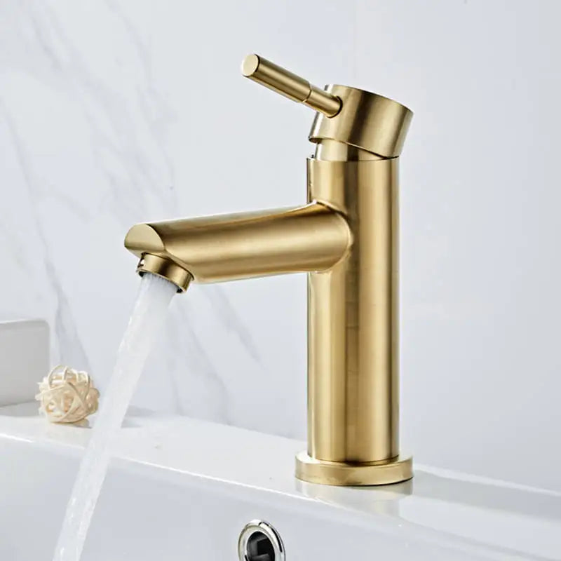 Brushed Gold Bathroom Faucet Modern Lavatory Vanity Sink Faucet Deck Mounted Mixer Toilet Basin Faucets Hot Cold Water Mixer