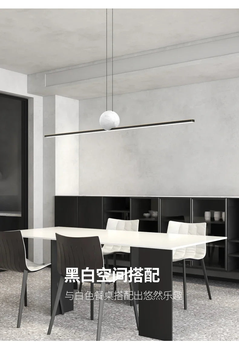 Italian Minimalist Restaurant Chandelier, Modern Light Luxury Exhibition Hall, Island Bar Counter, Straight Strip Lighting Fixtu