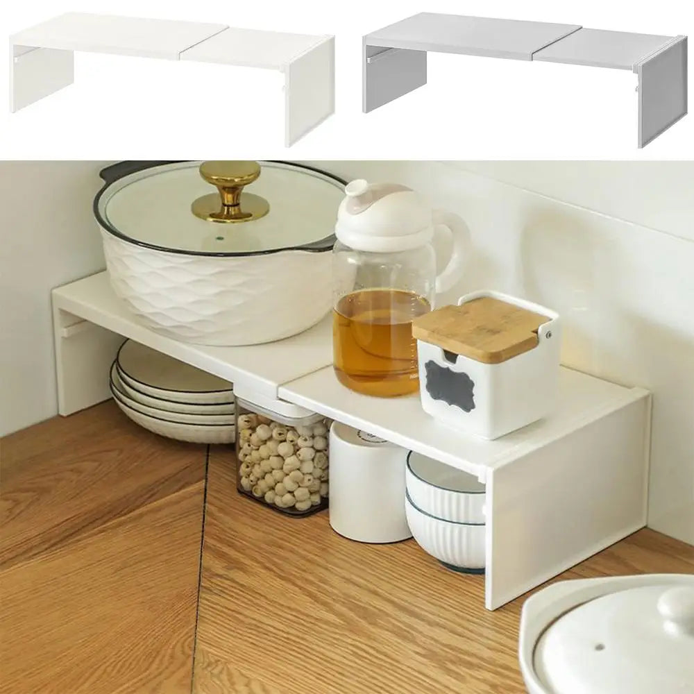 Kitchen Stretchable Cabinet Shelf Cupboard Separated Storage Rack Countertop Organizer Shoe Organizer Shelf Save Space