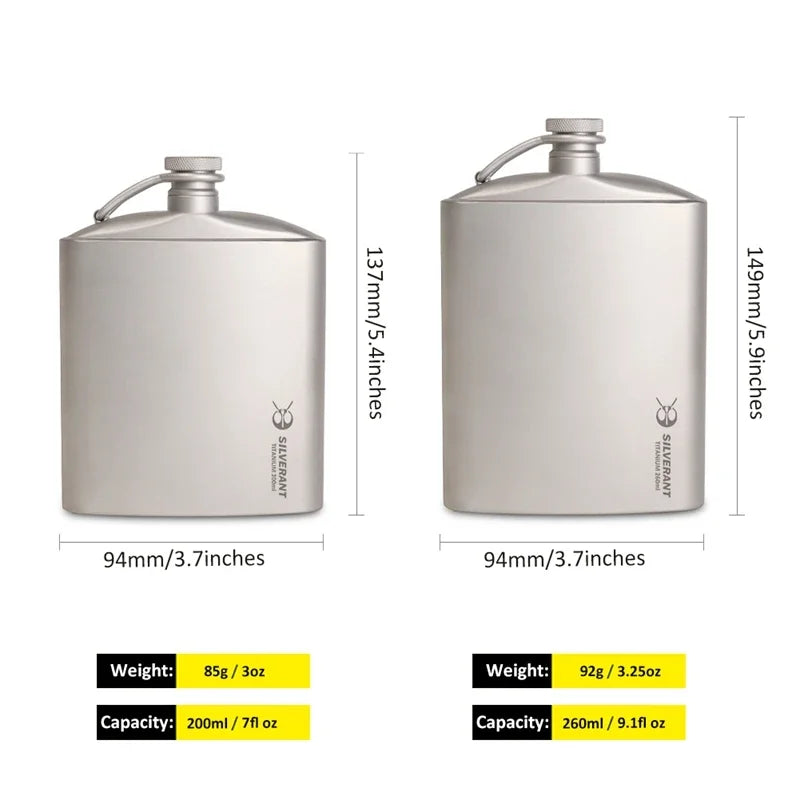 Pure Titanium Water Wine Coffee Tea Bottles Flasks Cans Portable Outdoor Camping Gear EDC Tools