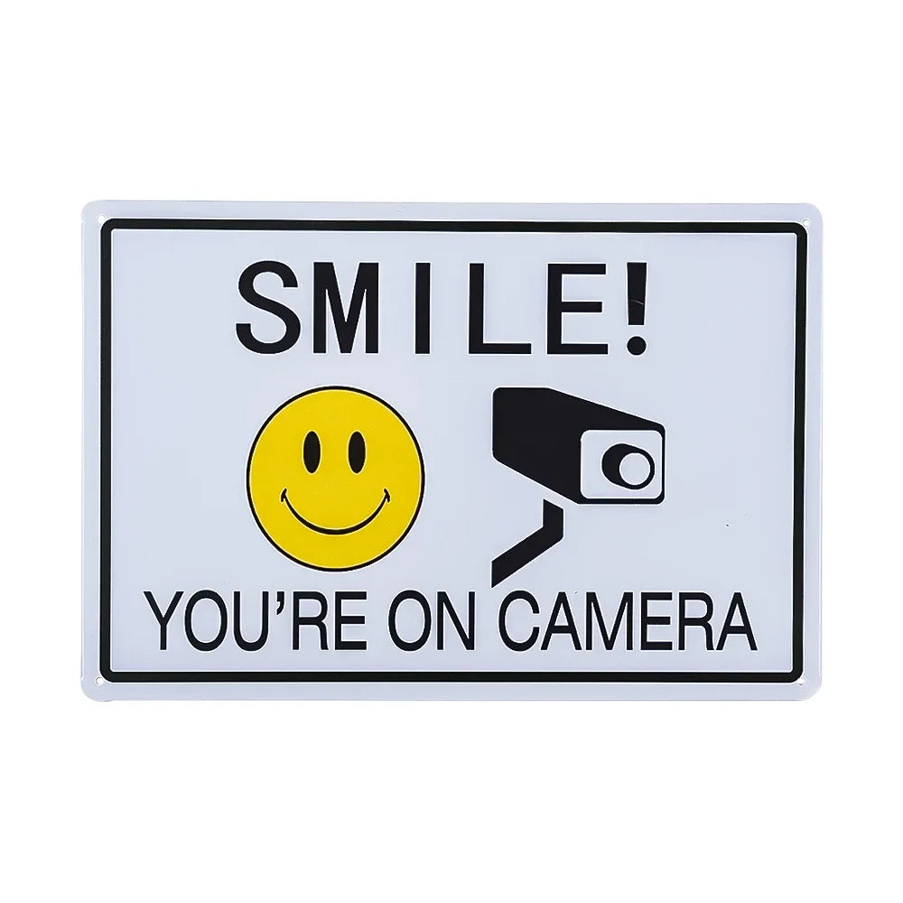Smile You're On Camera Sign, Indoor/Outdoor sign Video Surveillance Warning Signs for Home and Business Security Camera/CCTV,