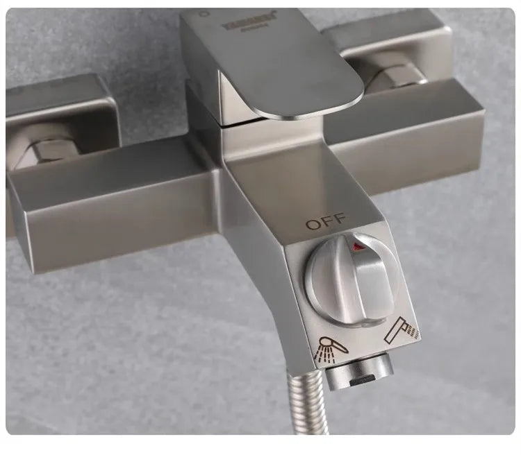 Bathroom Shower Faucet  Wall Mounted 304 SUS Shower Faucet Set Brushed Finished Styel New