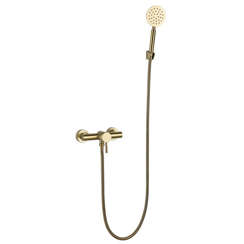 Brushed Gold Bathroom Shower Faucet Set Wall Mounted Shower Faucet, Bathroom Cold and Hot Bath and Shower Mixer Taps Brass