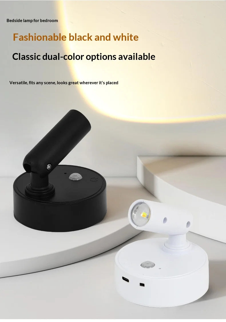 LED Light Magnetic Rechargeable Wall light Spotlight Wireless No Punch Reading Light With Touch Switch Dimmable Bedside Lamp