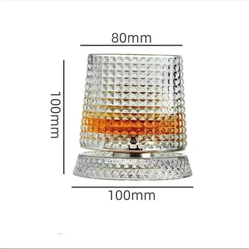 【Whiskey Glasses Rotating Whisky Glass With Glass Base 360 Rotate Degrees Crystal Rum Glass For Cocktail Party Drinking】