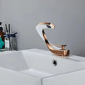 Basin Faucet  Brass Hot and Cold Wash Basin Faucet White with Gold Bathroom Basin Modern Minimalist Creative Faucet PP-12085