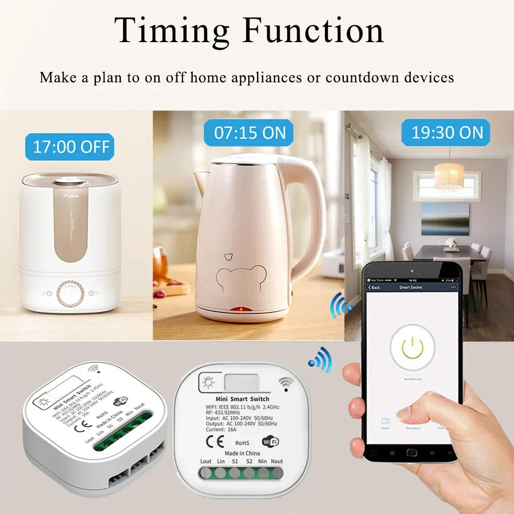 TUYA wifi RF433 Self Powered Wireless Switch Without Battery Remote Control waterproof home Wall panel Light Switch AC110V 220V