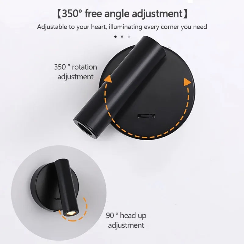 Modern LED Wall Lights Rotatable Adjustable Reading Lights Bedroom Bedside Living Room Study Room Household Lighting Fixtures