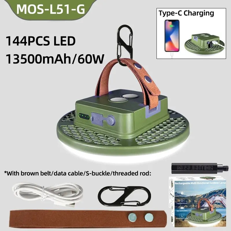 Rechargeable Camping Lights Outdoor Magnetic Suction Tent Lanterns Maintenance Emergency Lights High Light Flashlights 13500mah