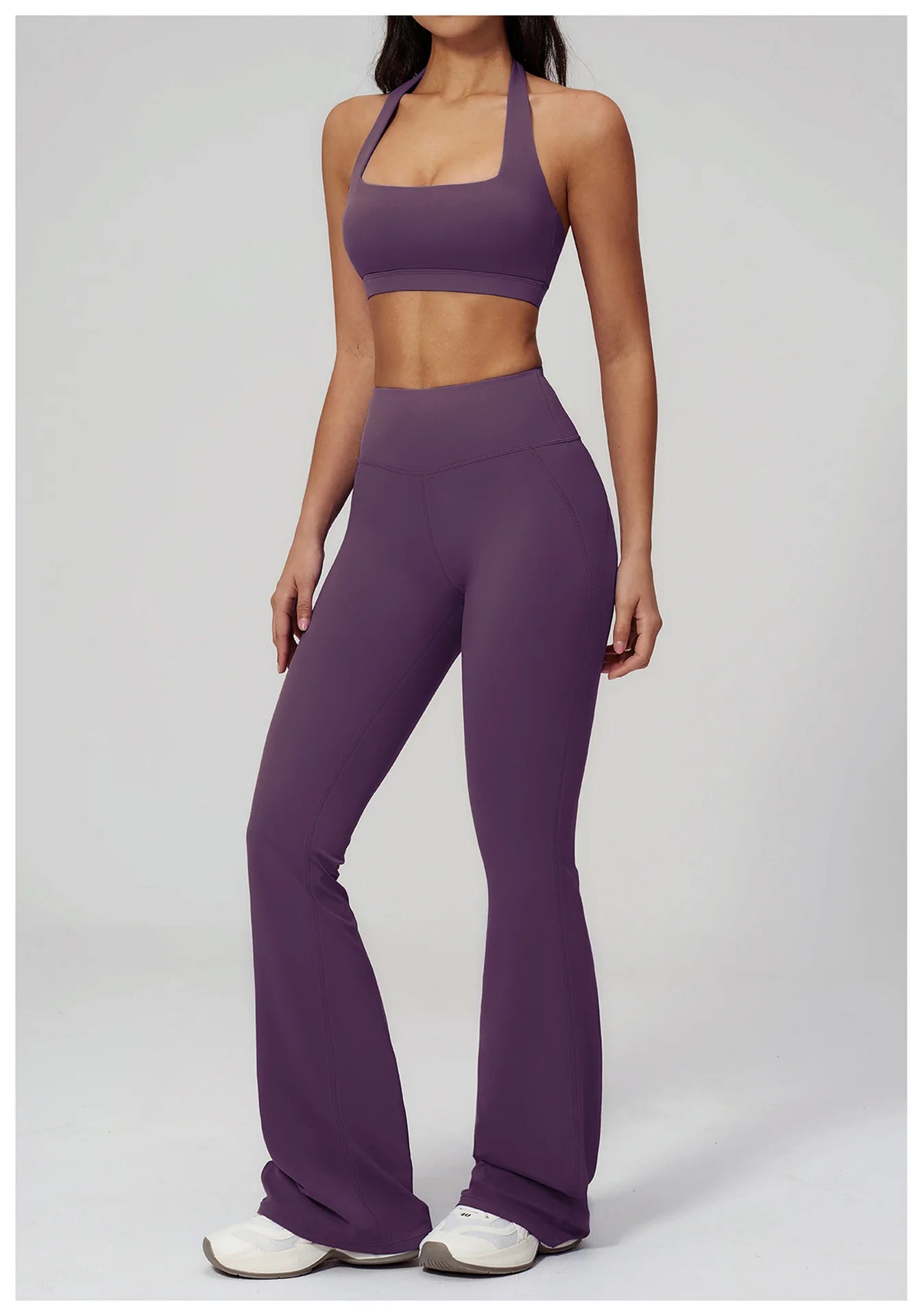 2PCS Flared Pants Yoga Set Women's Tracksuits Gym Fitness Outfits Sports Sets Female Shockproof Sports Bra Yoga Workout Clothes