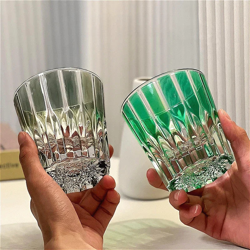 6.9oz 200ml Creative Vertical Stripes Whiskey Cocktail Glass Household Wine Glass Drinkware Ins Style Colorful Crystal Glass Cup