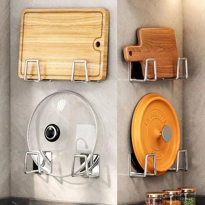 Kitchen Storage Rack, Punch-free Kitchen Sink Storage Pot and Lid Rack, Wall-mounted Kitchen Accessories Storage Rack