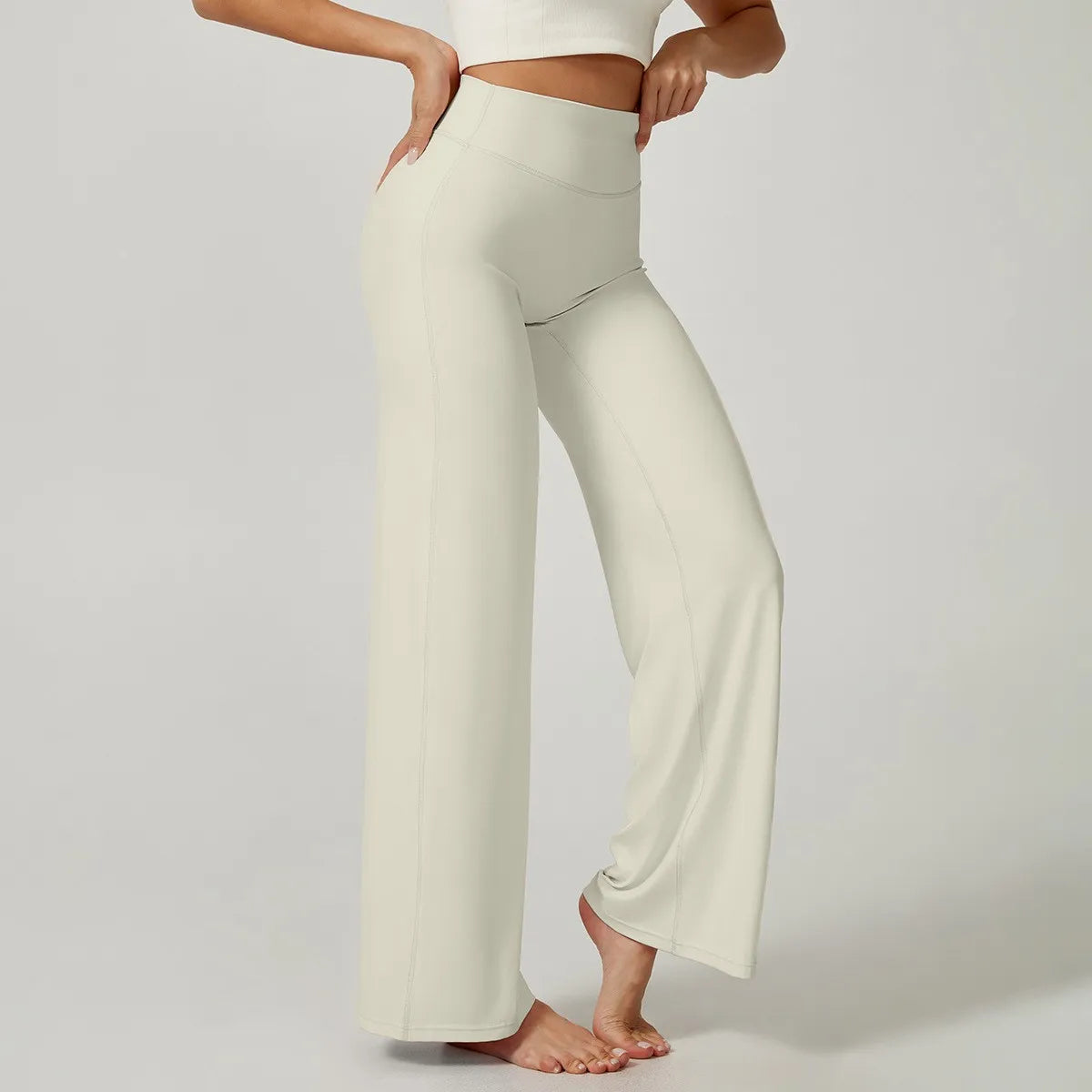 High Waisted Straight Leg Yoga Pants for Women, Naked Feeling Butt Lifting Loose Fit Workout Trousers, Slimming Gym Pants