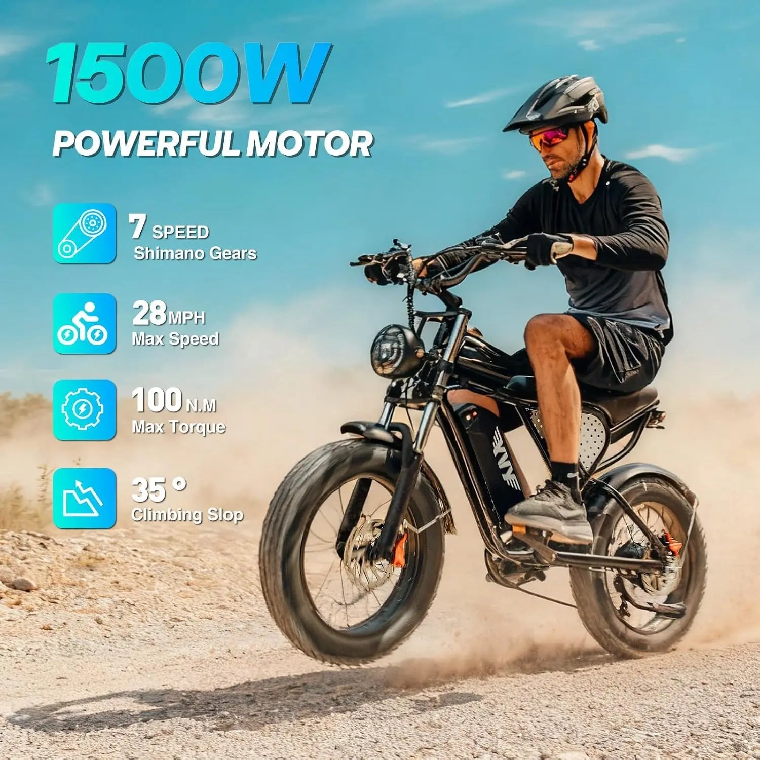 Electric Bike for Adults, 48V 40/25/20/15.6Ah Battery, 1500W-3000W Peak Motor, 20" Fat Tire All-Terrain E-Bike with, Custom