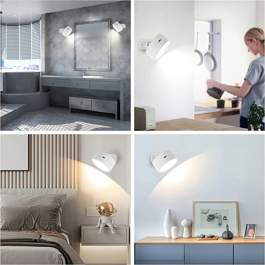 Modern Magnetic Wall Lights LED Wall Lamp 360° Rotation Wall Mounted Lights with Remote RGB Rechargeable Wall Sconce Room Decor