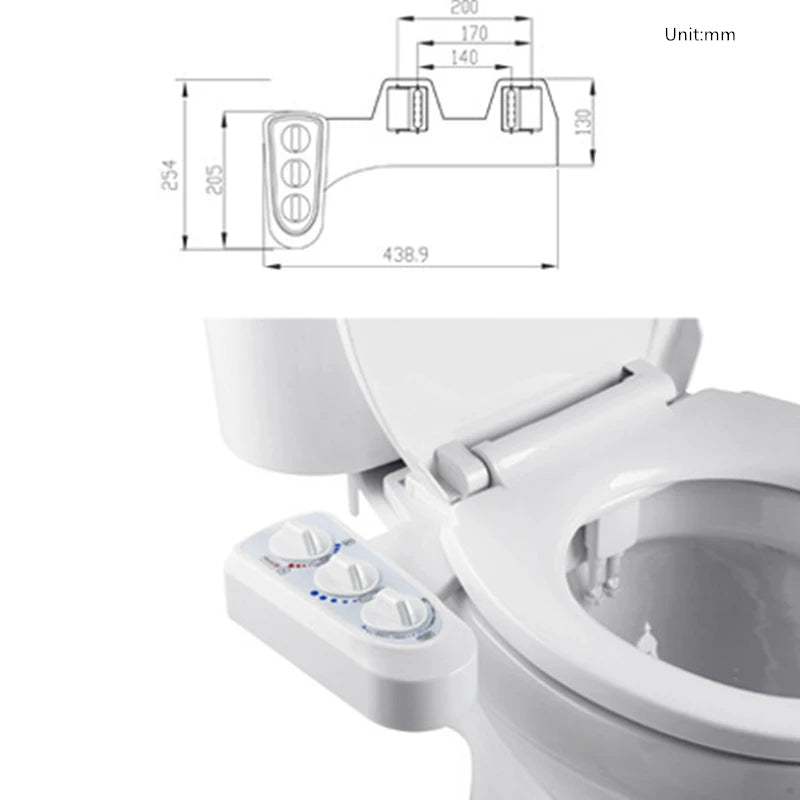 1PC ABS Bidet for Non-Electric Mechanical Bidet Toilet Seat Attachment Hot and Cold Water Spray Dual Nozzle