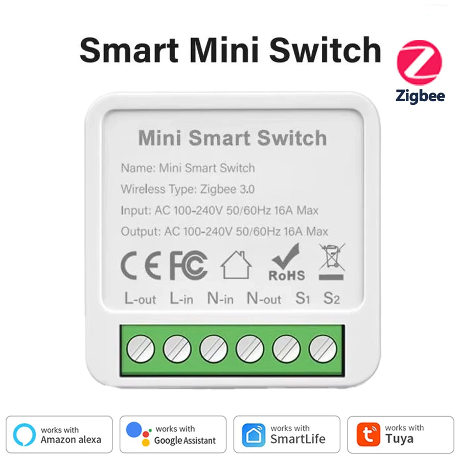 Smart WiFi/Zigbee 3.0 Switch 16A 20A Module Relay Breaker 2-way Control Work with Tuya Smart Life APP Alexa Home Assistant