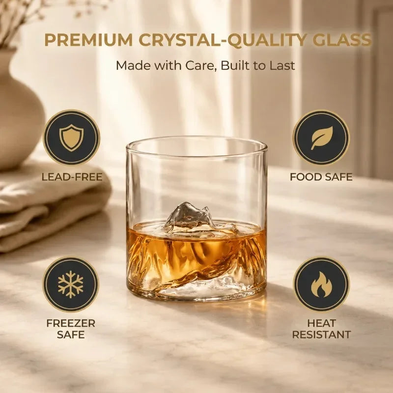 Guanshan Whiskey Glass Glass Glacier Mountain Cup Suitable for Drinking Whiskey Cognac Cocktail Ice Glass