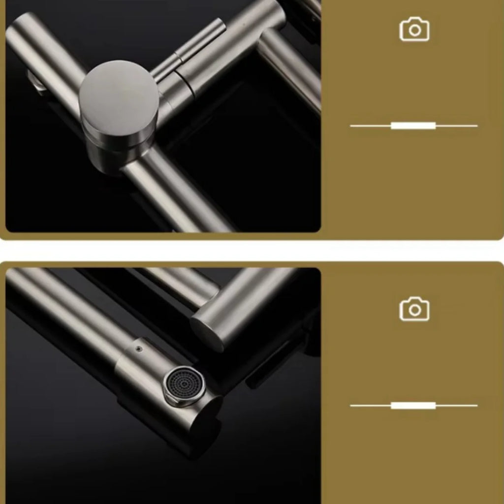 Black Pot Filler Tap Wall Mounted Foldable Kitchen Faucet Hot Cold Brushed Gold Sink Faucet Tap Rotate Folding Spout SUS304