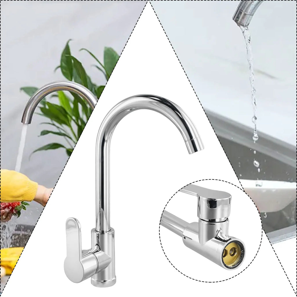 Bathroom Faucet Polished Chrome Plated Swivel Basin Sink Cold Hot Mixer Tap Kitchen Faucet, Sink Vertical Faucet New