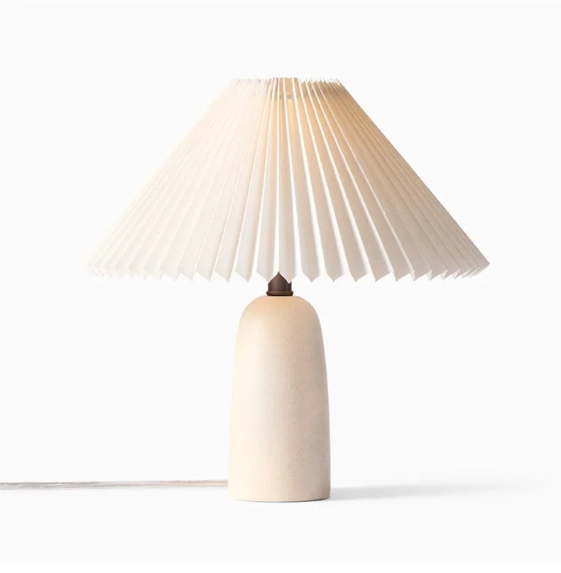 Nordic Design Romantic Atmosphere Pleated Ceramic Table Lamp LED E27 Minimalist Modern Light Fixture Bedroom Bedside Living Room