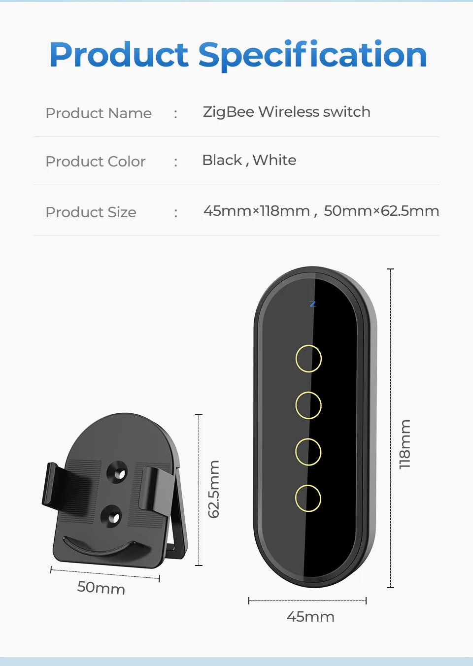 Tuya ZigBee Wireless Smart Home Scene Switch Light 4 Gang 12 Scene Touch Light Switch Remote Control Smart Life App