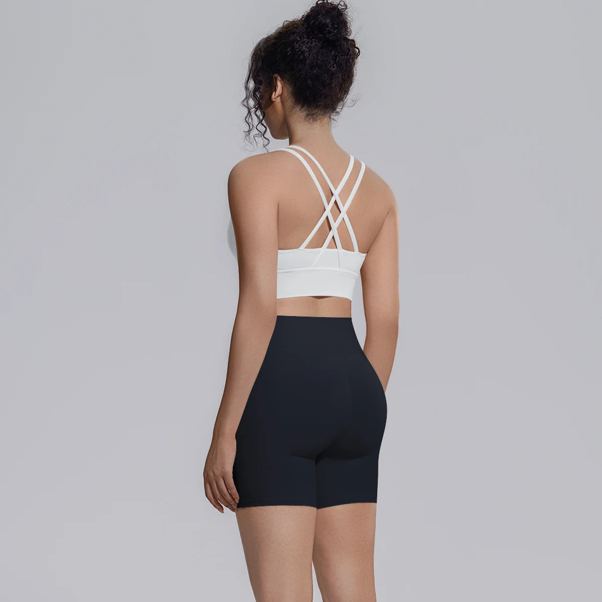 2PCS/set Yoga Set Summer Breathable Running Cycling Backless Sports Bra High Waist Peach Buttocks Fitness Shorts Gym Yoga Set
