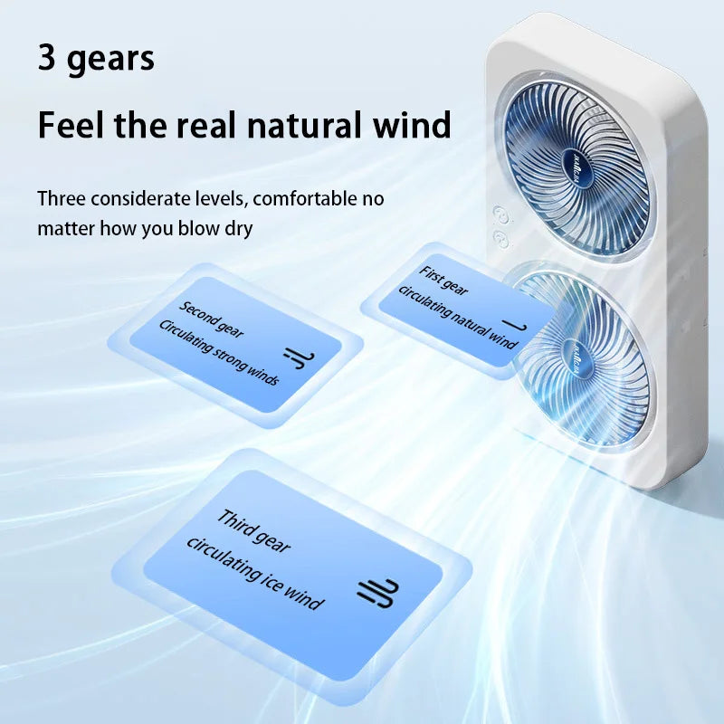 Double Head Fan Air Circulation Fan Dormitory Home Silent Charging Desktop Wall Mounted Super Strong Small Electric Fan