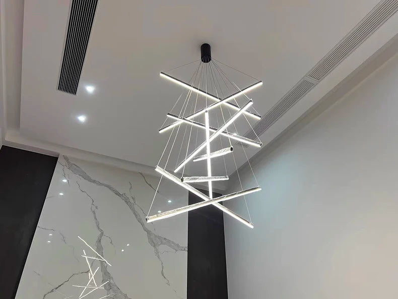 Modern LED Ceiling Chandelier Stair Living Room Pendant Lamp Kitchen Hall Hanging Light Indoor Home Decoration Lighting Fixture
