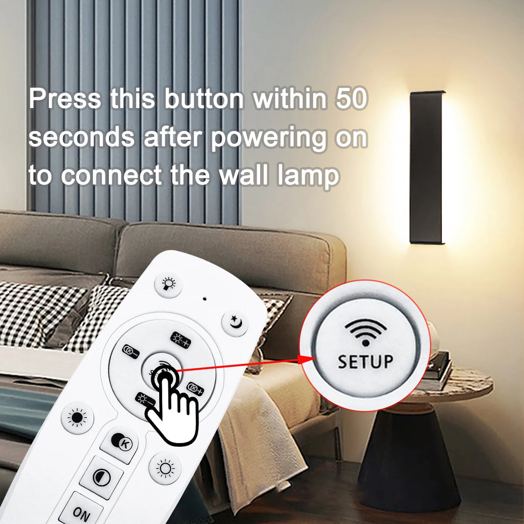 16W Remote Control Dimming Wall Lamp Aluminum Living Room Bedroom Bedside Indoor Decoration Light Home Modern LED Wall Lights