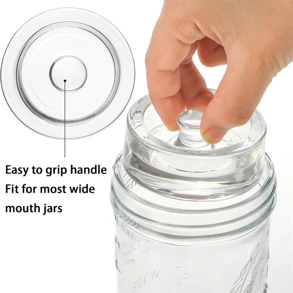 1pc Fermented Glass Weights Clear Sealed Heavy Fermenting Weights Kitchen Gadgets with Handle Wide Mouth Mason Jar Lid