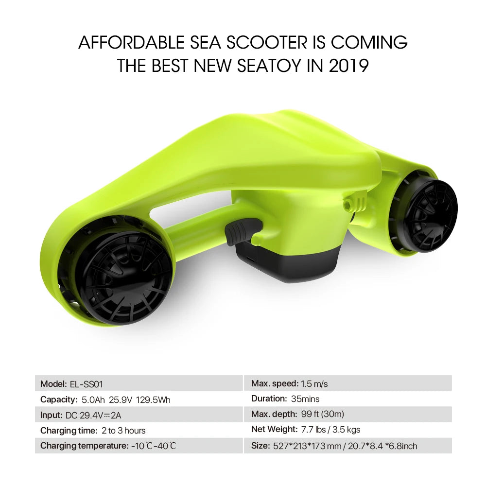 Underwater Scooter Sea Scooter Dual Motors with Action Camera Mount Water Scooter 40M Waterproof for Scuba Diving Snorkeling