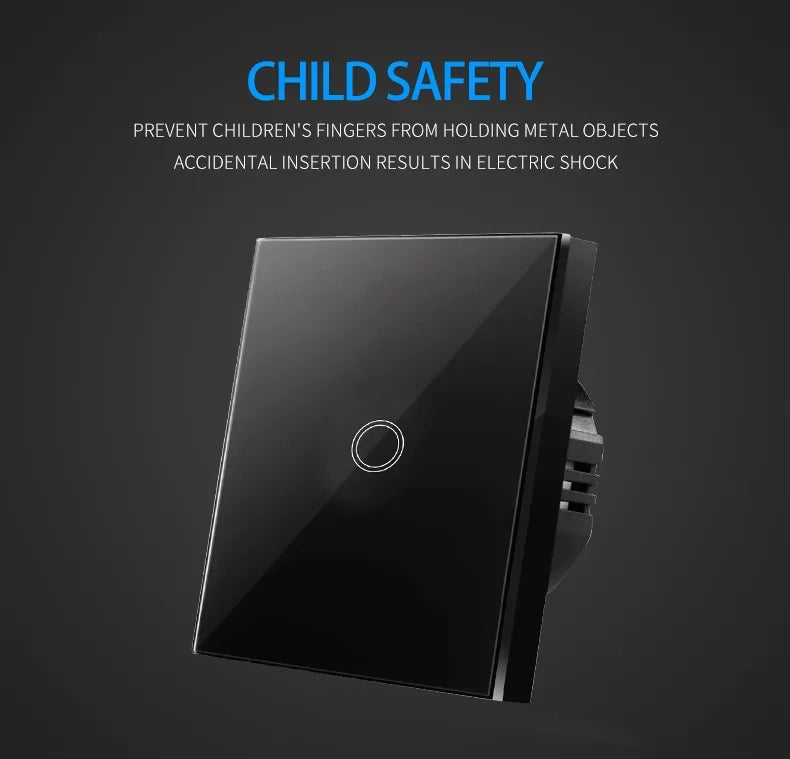 Backlight Panel Touch Switch AC100-240V Led Tempered Crystal Glass Wall Light Sensory Switches 1/2/3 Gang Interruttore