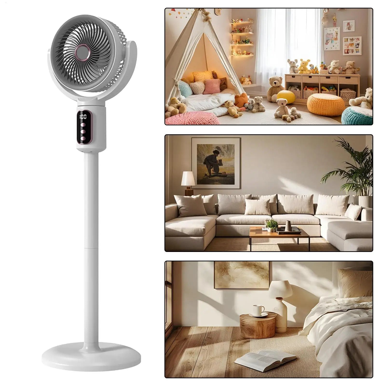 Air Circulation Fan Rechargeable Oscillating Fan Five Gear Adjustment Stand Fan Adjustable Height Household Air Circulation Fan