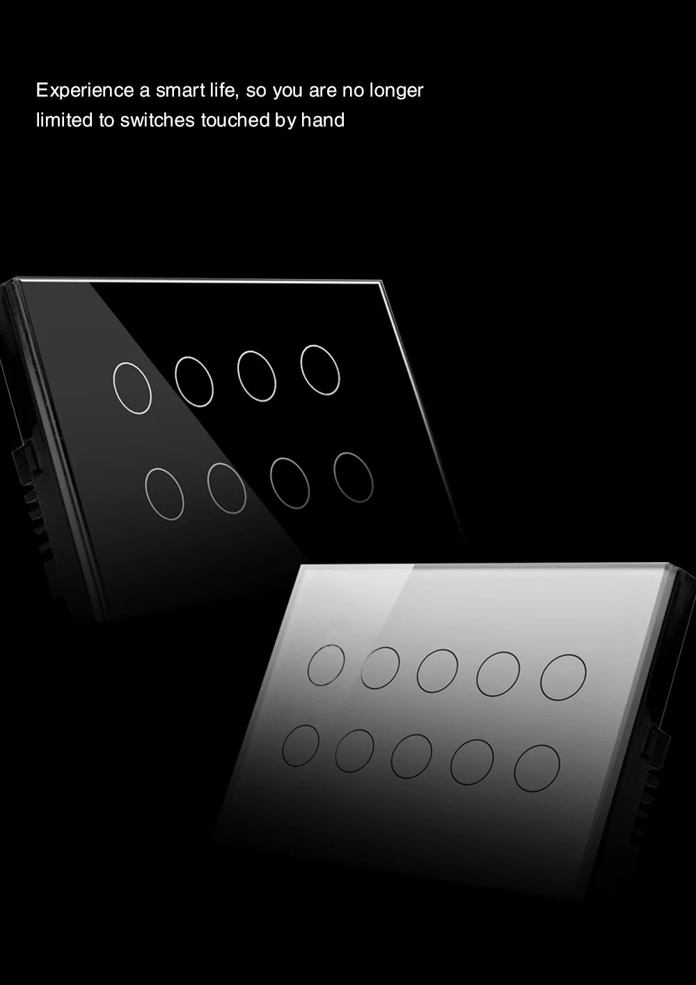 WIFI Smart Touch Light Wall Switch Interruptor Glass Panel 8/10 Gang 147*86mm Work Tuya APP  Whole house intelligent control