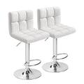 Bar Stools Modern Pu Leather Swivel Adjustable Hydraulic Bar Stool Square Counter Height Stool Set of 2 White