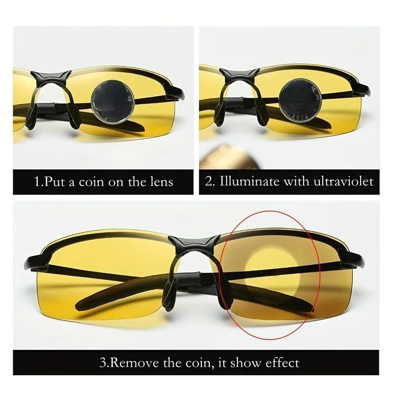 Polarized Fashion Glasses with Daytime and Nighttime Visual Functions, Scratch Resistant, UV Protection