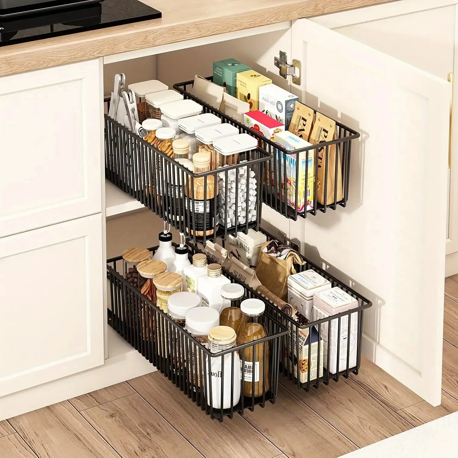 Pull Out Cabinet Organizer Basket Under The Sink Slide-Out Drawer Storage Box Kitchen Sideboard Sliding Drawer Rack Shelf