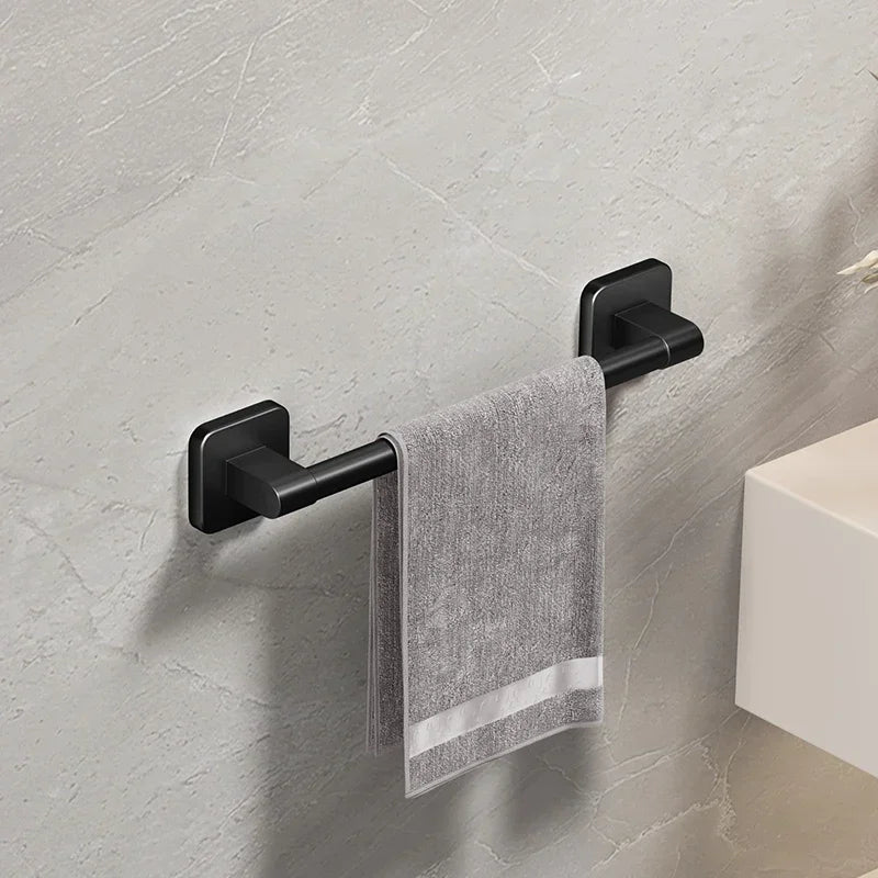 Self-Adhesive Towel Rack Bathroom Towel Holder Without Drilling Bathroom Black Corner Shelf Bar 50CM Bathroom Storage Towel Rail